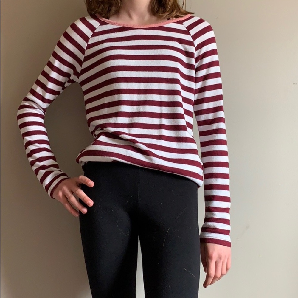 Girls red and white stripped long sleeve shirt